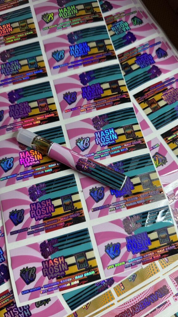 BERRIES cannabis flower with deep purple buds, orange hairs, and grape-berry aroma.