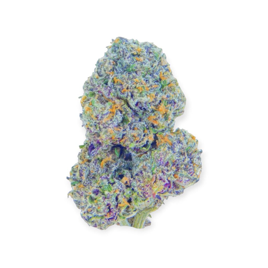 Kapow Berries Black Label Melon Berries flower displayed with fresh citrus fruits and berries on a rustic wooden table.